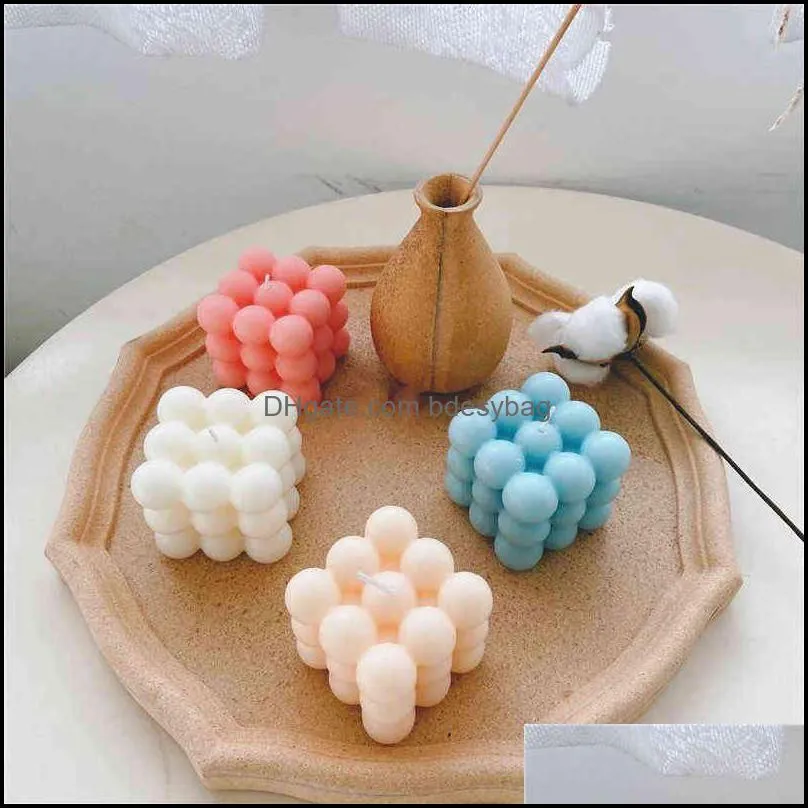 Decoration Candles Scented Ins Small Bubble Cube Candle Soy Wax Aromatherapy Scented Candles Relaxing Birthday Gift Photo Props