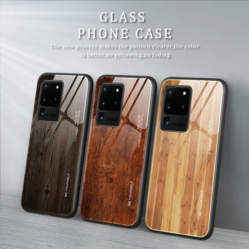 Coque de téléphone en verre et Grain de bois, étui de protection antichoc à la mode pour Samsung A71 S9, livraison gratuite DHL