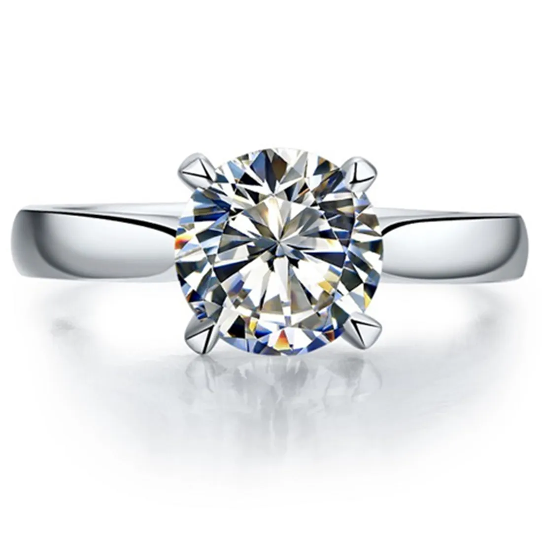 Sterling Silver Jewelry Brand Anel Solitaire Engagement 1 Carat NSCD Simulado Diamante Anel Prongs Anniversary Jóias Navio de Jóias dos EUA