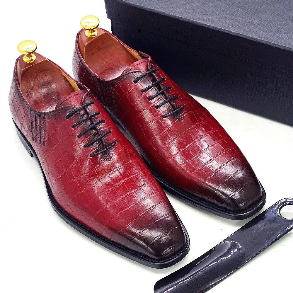 Большой размер 6-13 ручной работы мужская Оксфордская обувь натуральная кожа крокодил печати мужские одежды классические бизнес формальные туфли для мужчин