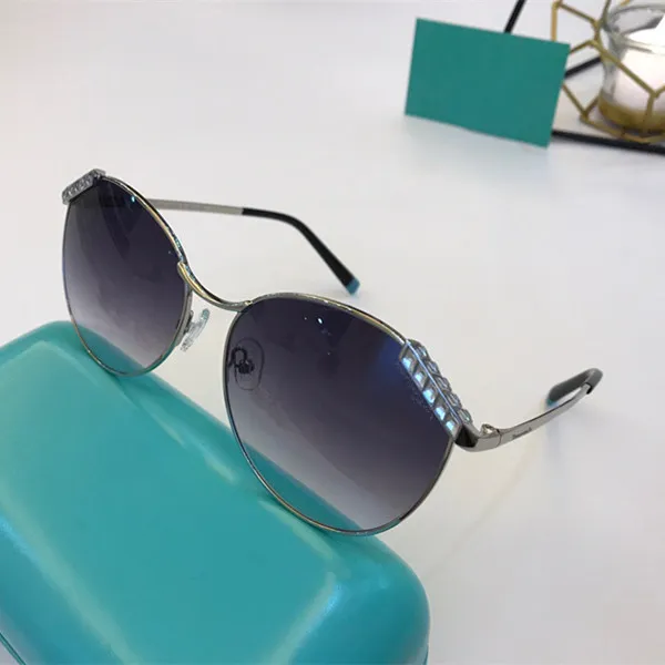 3073 Sunglasses Women Fashion Oval Sunglasses Anti-UV Lens Coated Mirror Lens Full Frame with Diamond Color Electroplating Mirror with Box