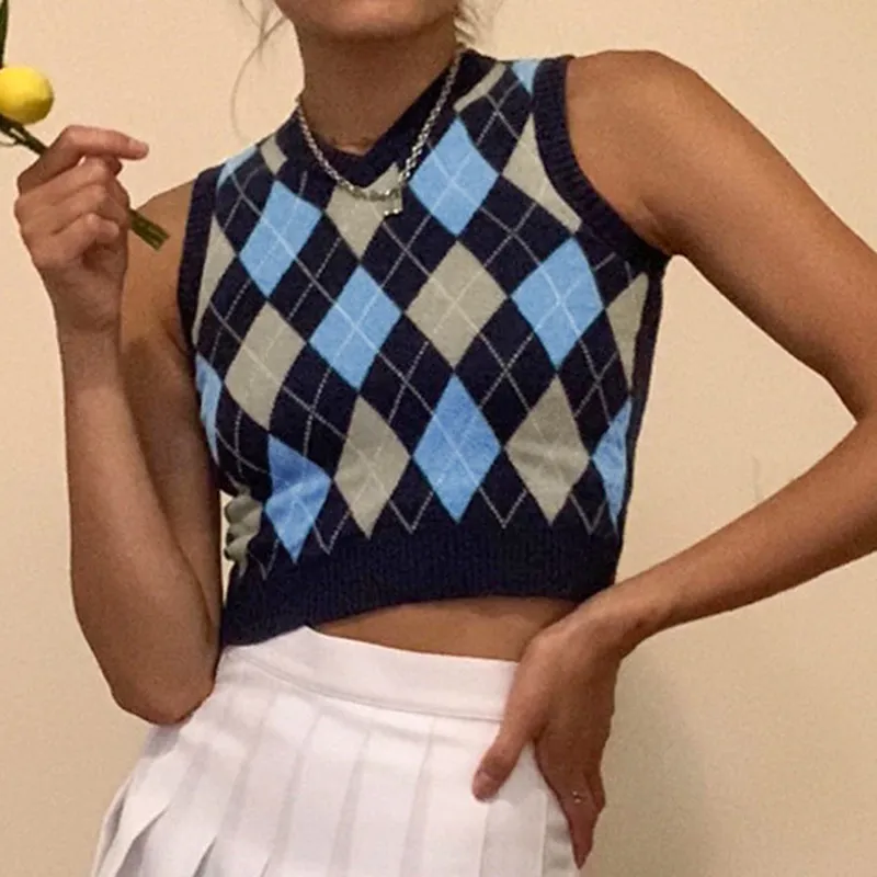 Argyle sweater crop top cheap