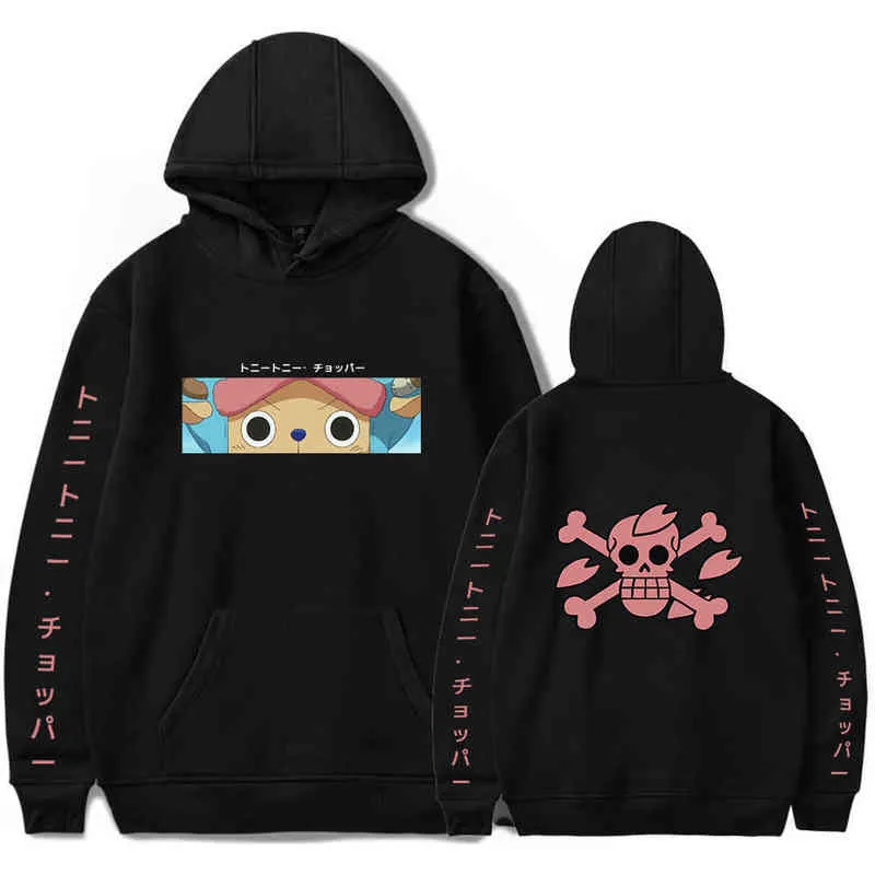 2021 Mode Trendig Huvtröja ONE Piece Hoodie Herrtröja Barn Tony Chopper Damtröja Toppar Anime Kawaii Tryck G1229