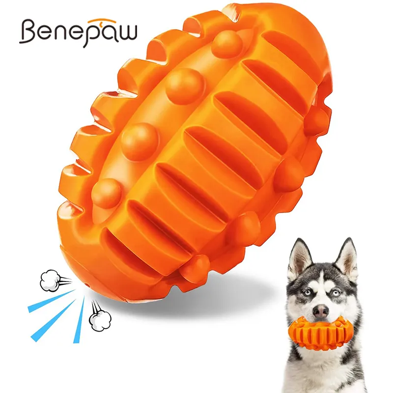 Benepaw Squeaky cão brinquedos para mastigadores agressivos indestrutível durável borracha natural mastigar filhote de cachorro brinquedos interativos animal de estimação lj201125