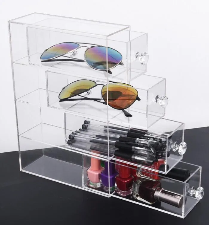 Multifunction Clear Acrylic Makeup Organizer Storage Box Portable Make Up storage drawer Glasses pen Cosmetic display box1