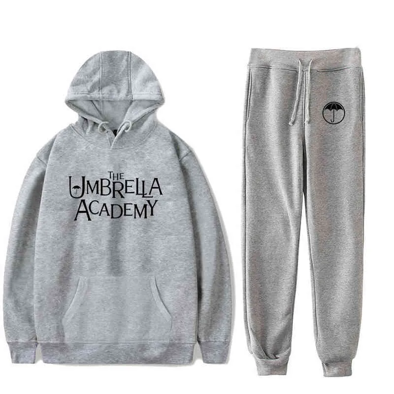 The Umbrella Academy Conjunto de duas peças feminino, masculino, moletom com capuz + calça comprida, pulôver unissex Harajuku, agasalho, moletom oversized G1222