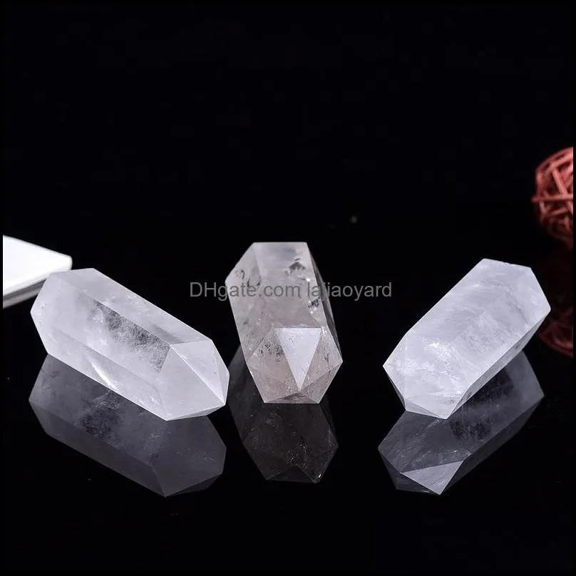 Raw White Crystal Tower Arts Ornament Mineral Healing wands Reiki Natural six-sided Energy stone Ability quartz pillars