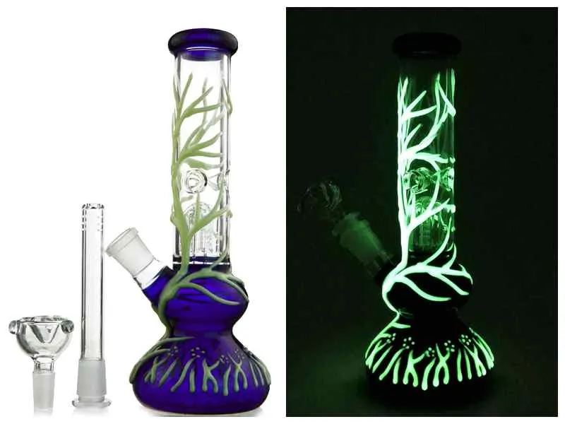 18mm Wspólna rura wodna Bongs Oil Pig UV Bong Diffused DAGSTEM DAB RIGS HOISHS Glow W Dark 4 lub 6 Arm Drzewo Perc Spider Web Bong Jellyfish GID 01 02 04 05