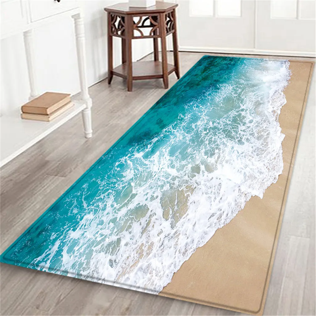 Bath Mat 60X180 CM Seascape Print Carpet Hallway Doormat Anti - Slip Carpet Absorb Water Kitchen Mat tapis salle de bain G806 2009261l