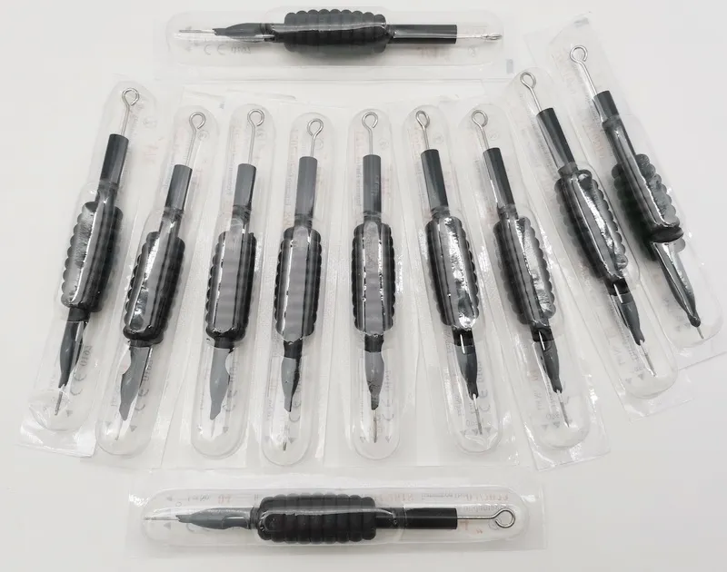 使い捨てのタトゥーグリップ9rs 19mm 15pcsシリコンタトゥー針グリップチップブラックカラーチューブキットマシン供給用の針付きブラックカラーチューブ
