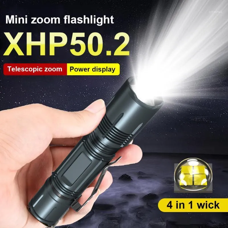 Flashlights Torches 8000LM Mini Led Tactical Torch XHP50.2 USB Rechargeable Flash Light Super Bright Waterproof Hunting Lamp