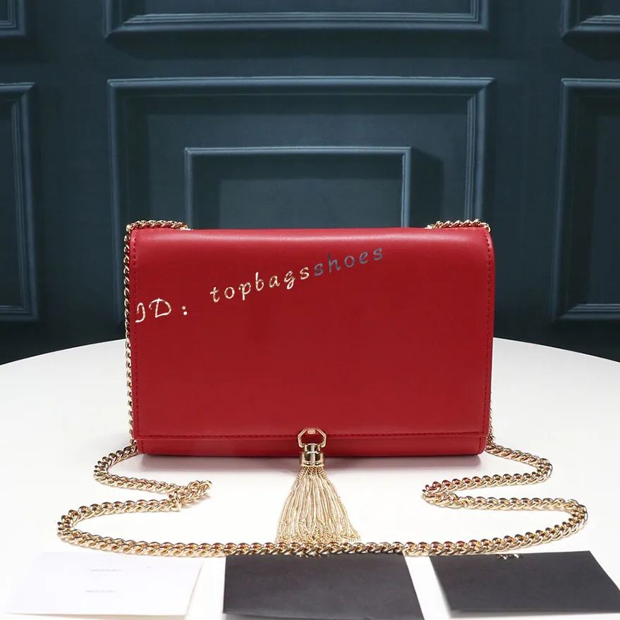 Red Genuine Leather Tassel Crossbody Shoulder Bag For Women Gold Chain Flap Closure From Topbagsshoes 84.95 DHgate.Com