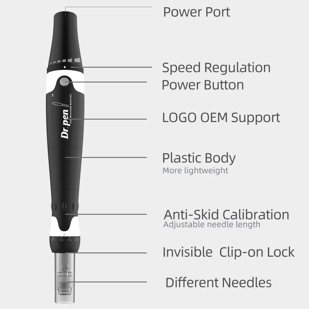 Microneedle Derma Pen A7 Dr. Pen Neuer Microneedling Dermapen Heimgebrauch mit 6 Stück Nadelkartuschen DHL Express-Lieferung