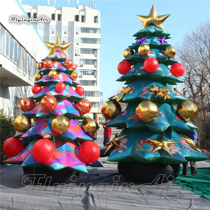 6m hög jätteannonsering Uppblåsbara julgranmodell med ornament för kampanjdisplay och utomhusdekoration