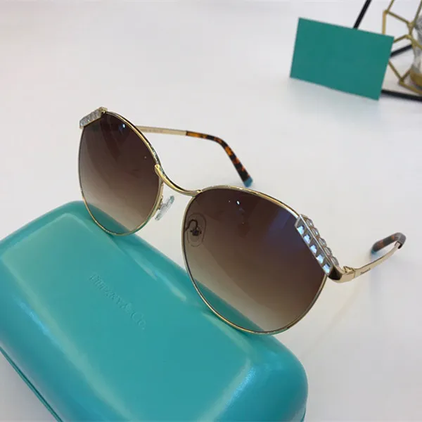 3073 Sunglasses Women Fashion Oval Sunglasses Anti-UV Lens Coated Mirror Lens Full Frame with Diamond Color Electroplating Mirror with Box