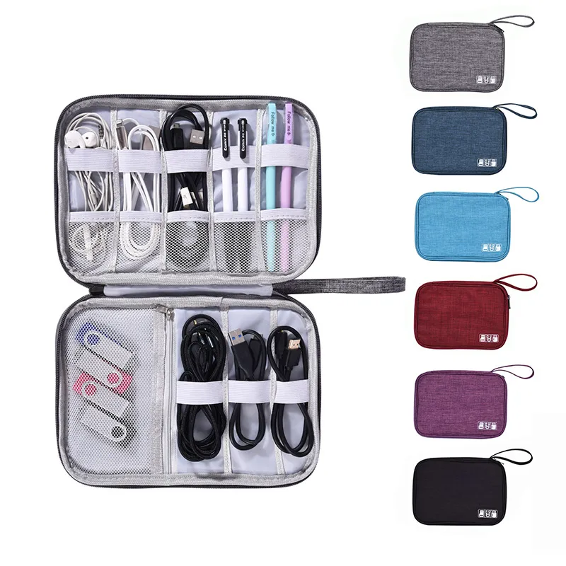 Electronics Travel Organizer, Waterproof Electronic Accessories Case Portable Double Layer Cable Storage Bag for Cord, Charger, SD Card