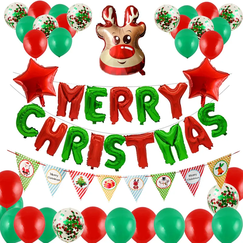 Merry Christmas Aluminum Foil Balloons Pumps Aluminum Film Christmas Party Supplies Decoration Props Santa Claus Christmas For Home Party