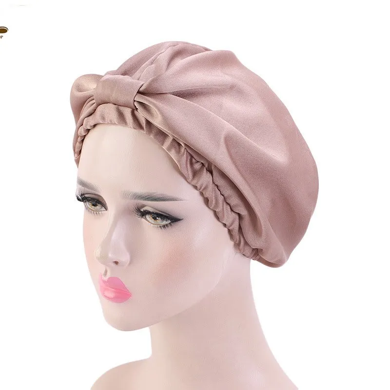 Nuovo arrivo Foulard intersecante Bowtie Design Donna Beanie Daily Turban Head Wrap Band Sleep Hat Pieghettato Yoga Sport Cap