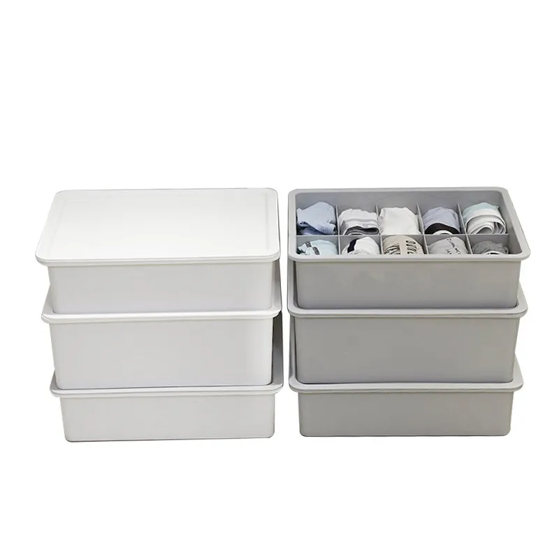 Plastic ondergoed Organizer Box voor Closet BH-boutjes Opbergkoffer met Cover Container Lades Sokken Divider Separator Bins Y200111