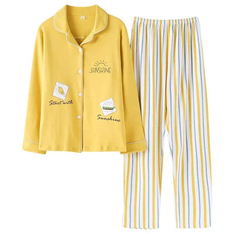 2020 nouvelles femmes pyjamas ensembles 100% coton à manches longues automne printemps vêtements de nuit mignon dames fille Pijamas Mujer adulte vêtements de maison Y200708