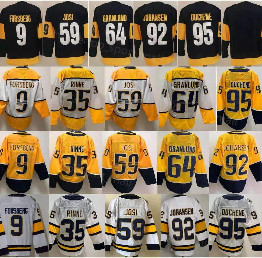 Stadium Series 35 Pekka Rinne Jersey 9 Filip Forsberg 59 Roman Josi 64 Mikael Granlund Matt Duchene Ryan Johansen Yellow White Hockey Men