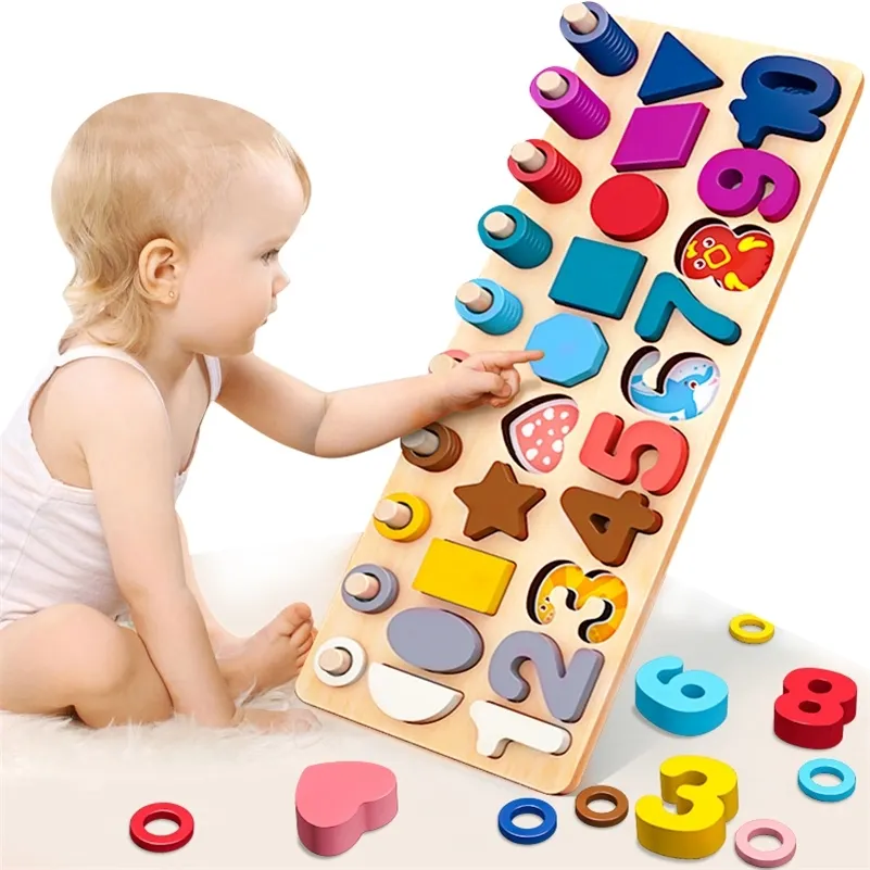 Barn Eductional Leksaker Multi-Function Logaritmic Board Montessori Pedagogiska Träleksaker För Barn Trä Math Toys LJ200907