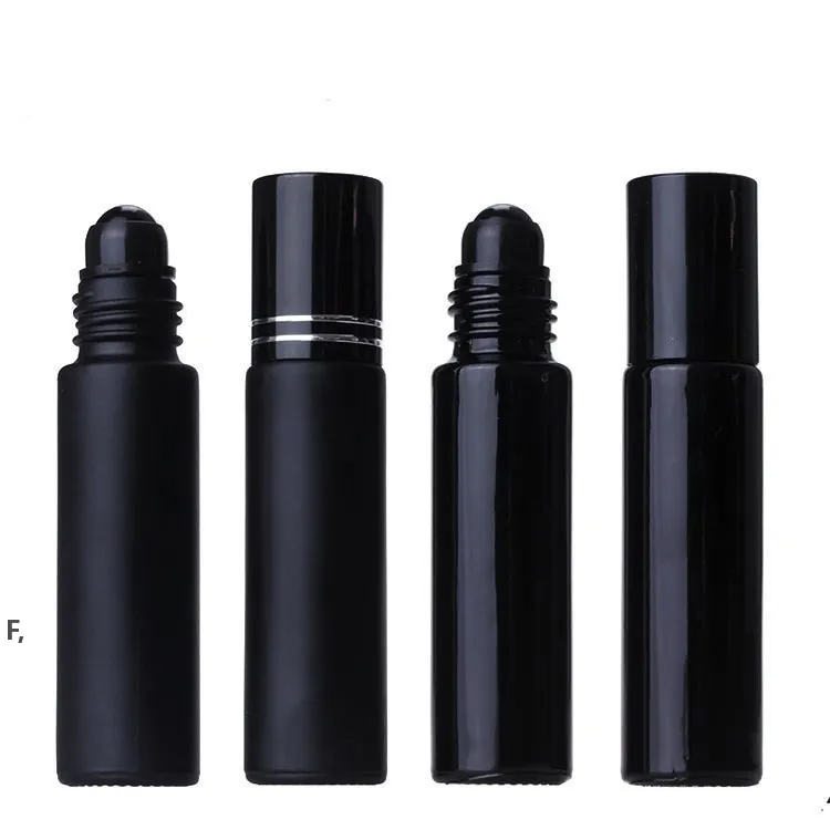 10ML Black Essential Oil Bottle Glass Roll On Perfume Crystal Roller Ball Bottles RRB13182