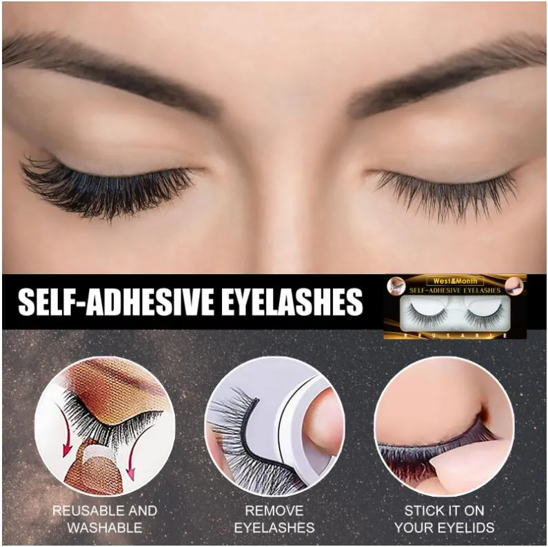 Batı Ay Yeniden Kullanılabilir Kendinden Yapışkanlı Kirpikler, Kirpikler Yanlış Kirpikler Kedi Gözler WISPY Natural Faux Vizon Lashes