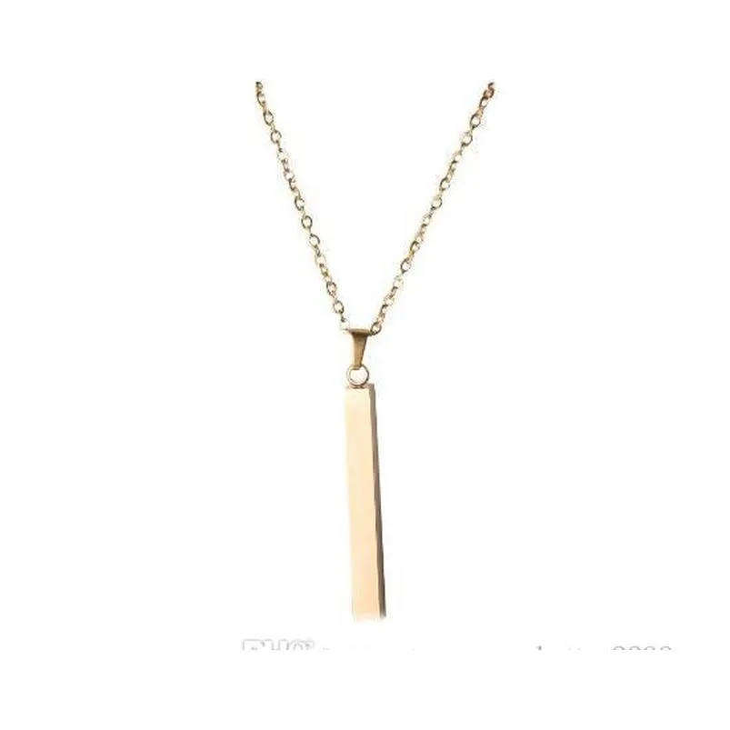 stainless steel bar pendant necklace new fashion gold rose gold silver solid blank bar charm pendant for buyer own engraving jewelry