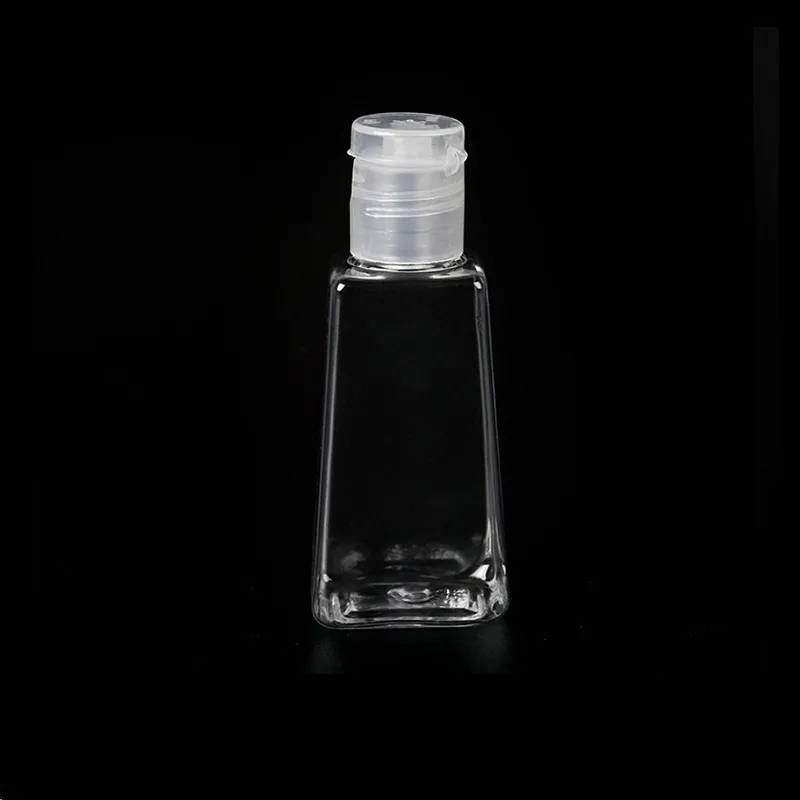 30ML فارغة اليد المطهر زجاجة بلاستيكية الحيوانات الأليفة مع فليب كاب شبه منحرف شكل زجاجة ل ماكياج مزيل مطهر السائل