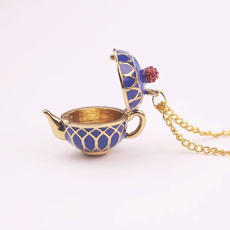 Çaydanlık çay fincanı kolye yüksek kaliteli emaye mücevher çay fincanı kolye uzun zincirli gerdanlık kolye bijoux femme bijuteria kadın333i