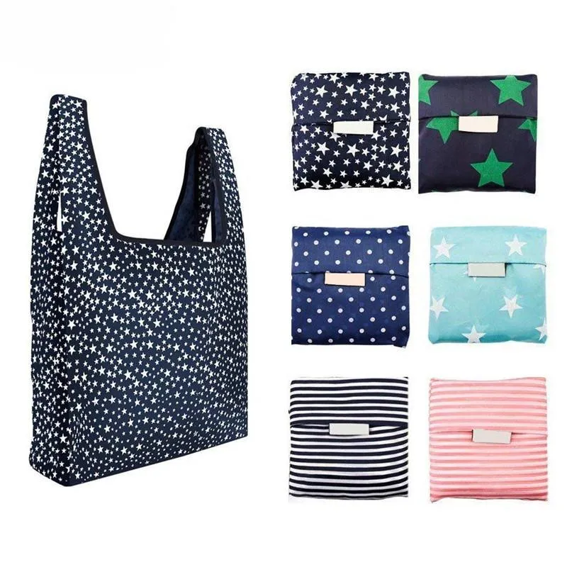 Portable Folding Shopping Bag Fashion Environmental Protection Oxford Cloth Five Pointed Star Waterproof Tote Bags 6 Colors