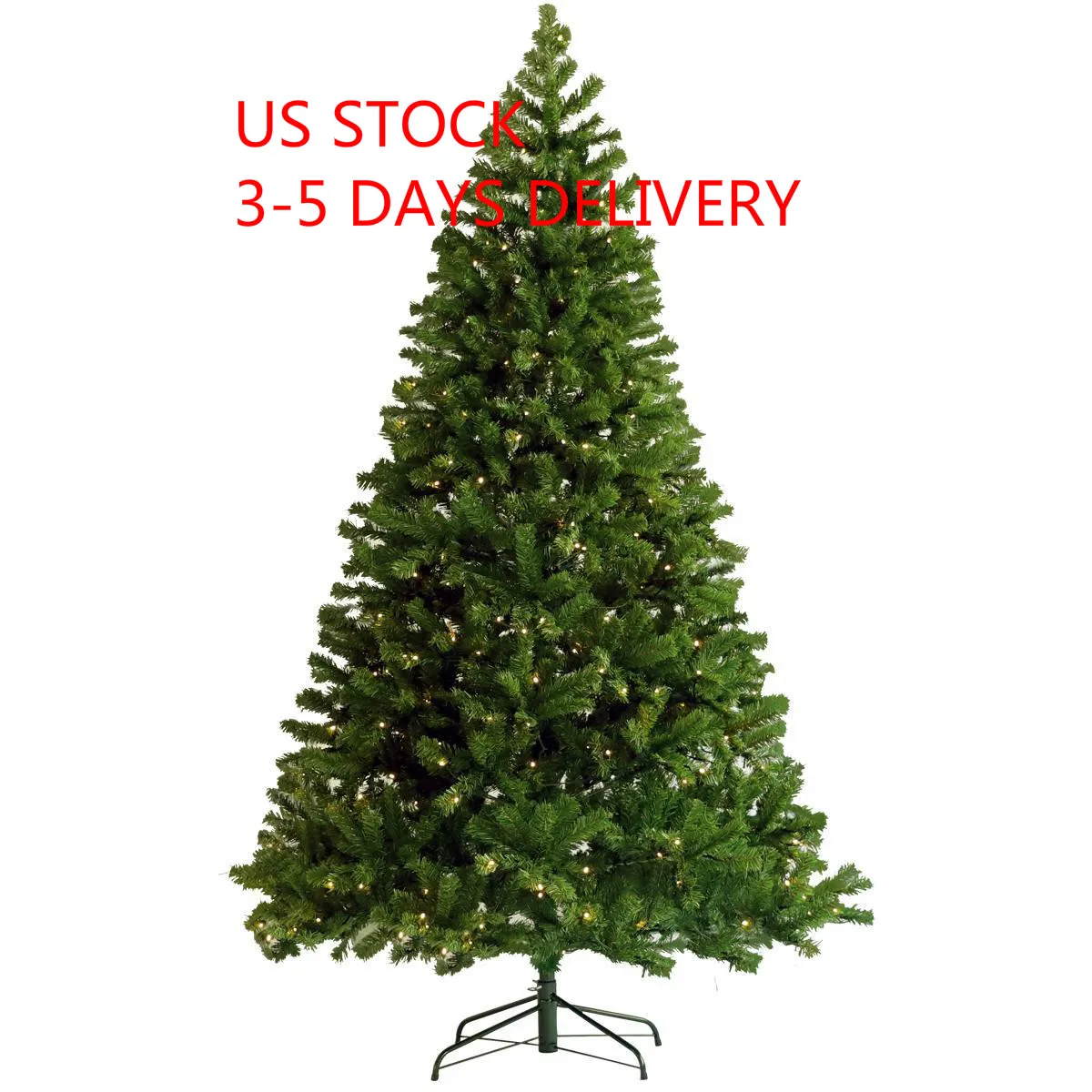 США STOCK 3-5 дней Доставка Предварительно освещено Рождественская елка 7.5ft Искусственный петлях Xmas Tree с 400 Pre-нанизанные светодиодные фонари Складная подставка W49819945