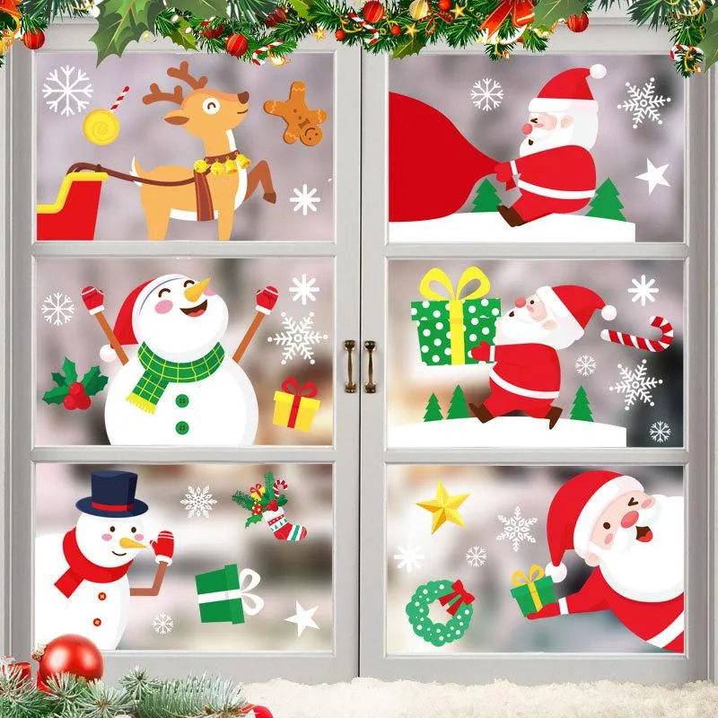 Cute Christmas Color Static Stickers Window Stickers Home Glass Doors