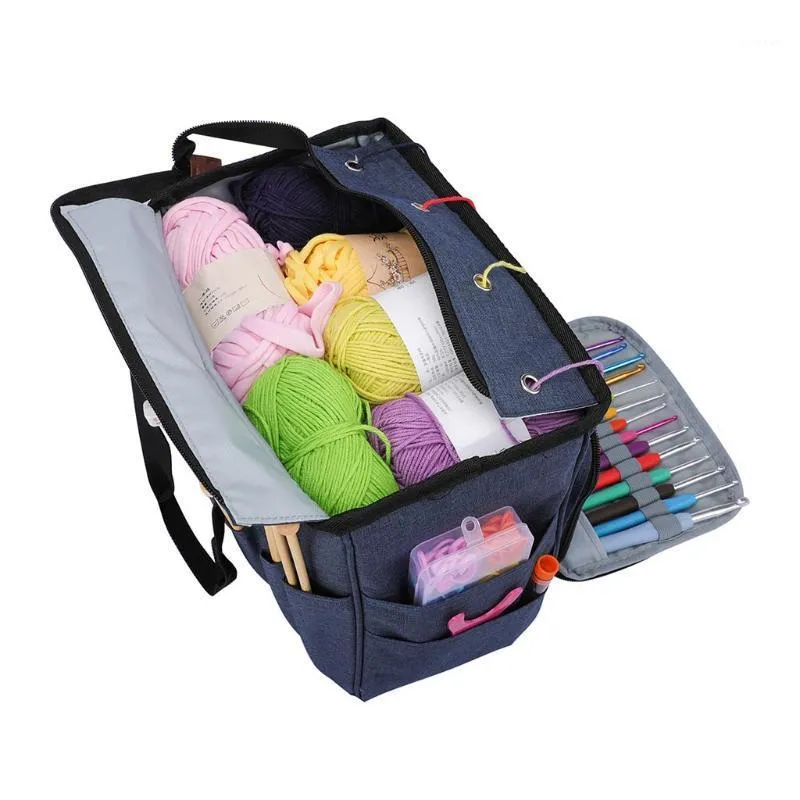 Przenośne kobiety Tote Yote Wool Torby do przechowywania Szydełka Haków Uchwyt Wątek Przypadki DIY DIY Uczesujący Organizator Torba Knitting