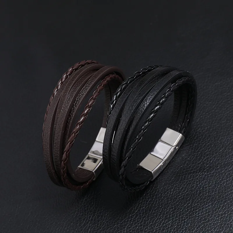 Alloy Clasp Bangle Love Infinity Symbol Leather Bracelet - Multilayer Cuff Bangle For Men & Women | Unbranded Alloy & Leather Multilayer Cuff Bangle Unisex - Foto 11