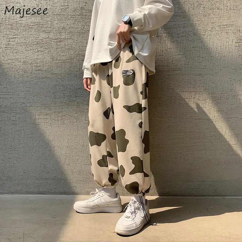 Men Pants Winter Thicken Cow Print Drawstring Oversize 3XL Mens Sweatpants Outwear Bottoms Track Causal All-match Cozy Ins Chic X1228