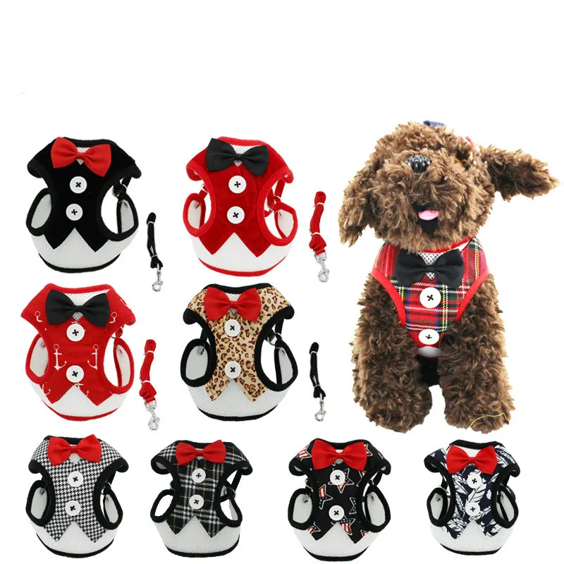 Cão Harness Leashhes Chien Respirável xadrez Strap Colete para cães pequenos Products