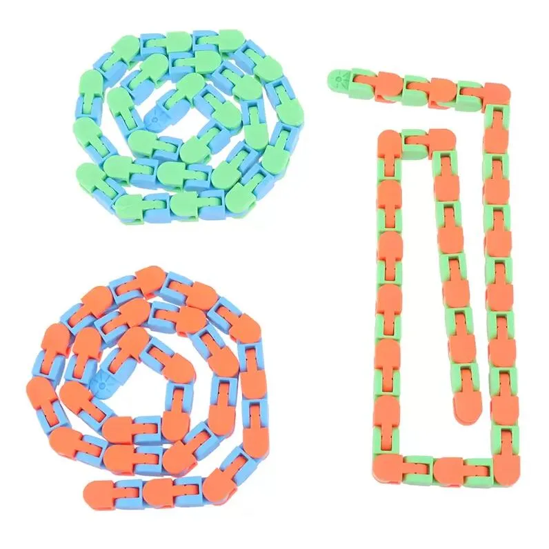 Tourne Wacky Tracks Sensory Toy DIY 24 Liaisons Stress Relief Chain Link Fidget Snake Toy Blue