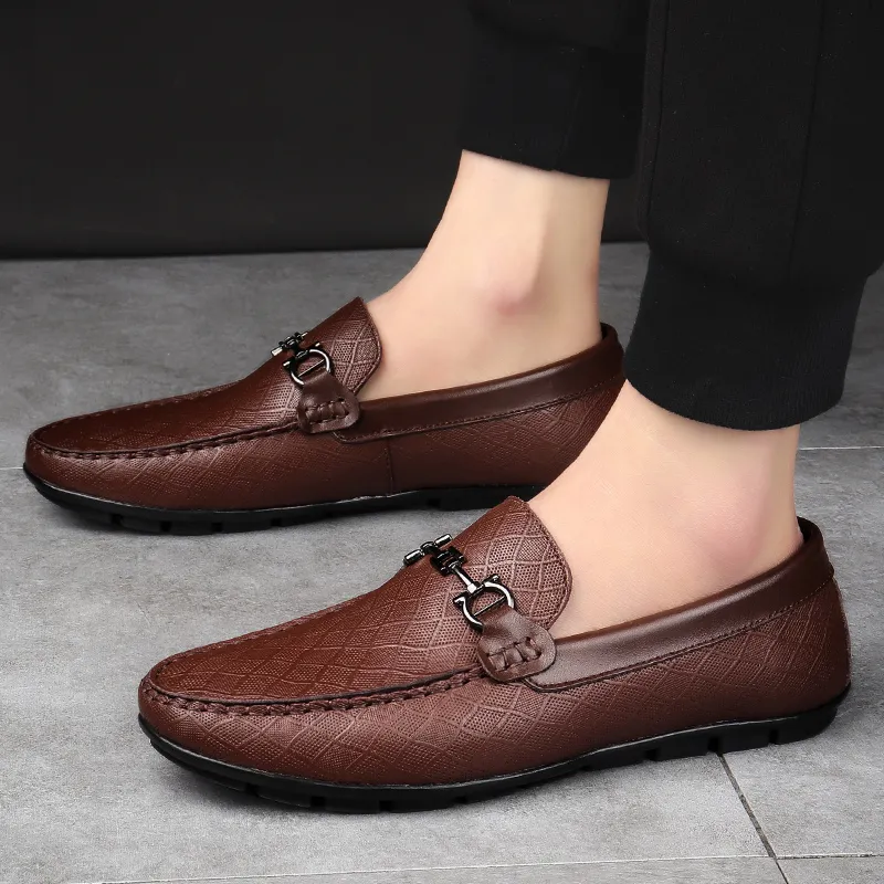 Klasyczne męskie skórzane buty antypoślizgowe męskie buty dorywczo poślizgu na oddychające buty mody męskie miękkie miękkie mokasyny gumowe