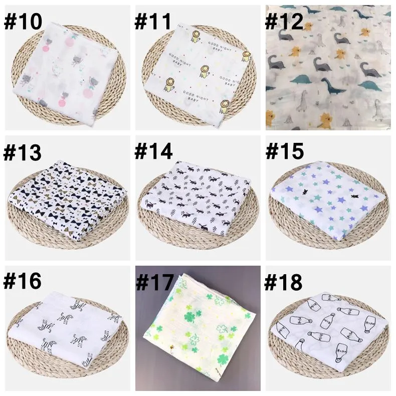 Muslin Baby Blanket Cotton Newborn Swaddles Bath Gauze Infant Wrap Kids Sleepsack Stroller Cover Play Mat 78 Designs YWY1387