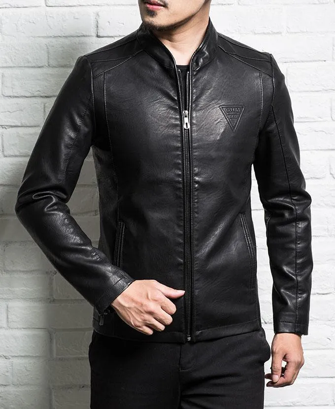 2020 New Mens Men Bense Genuine Leather Jacket Slim Fit