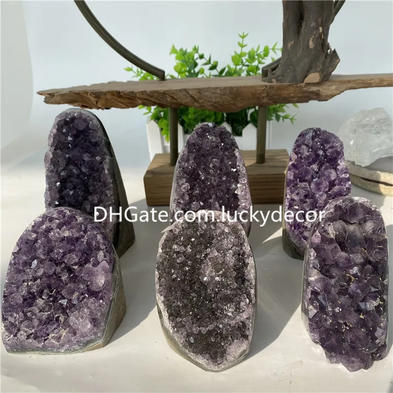 Deep Purple Natural Amethyst Crystal Clusters from Uruguay, Raw Geode Quartz