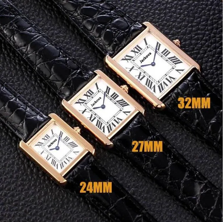 Nuovo Top Luxury Designer da donna Tank Series Orologio casual in oro 32mm 27mm 24mm Donna Vera pelle al quarzo Montres Ultra sottile 8014 Wri204y