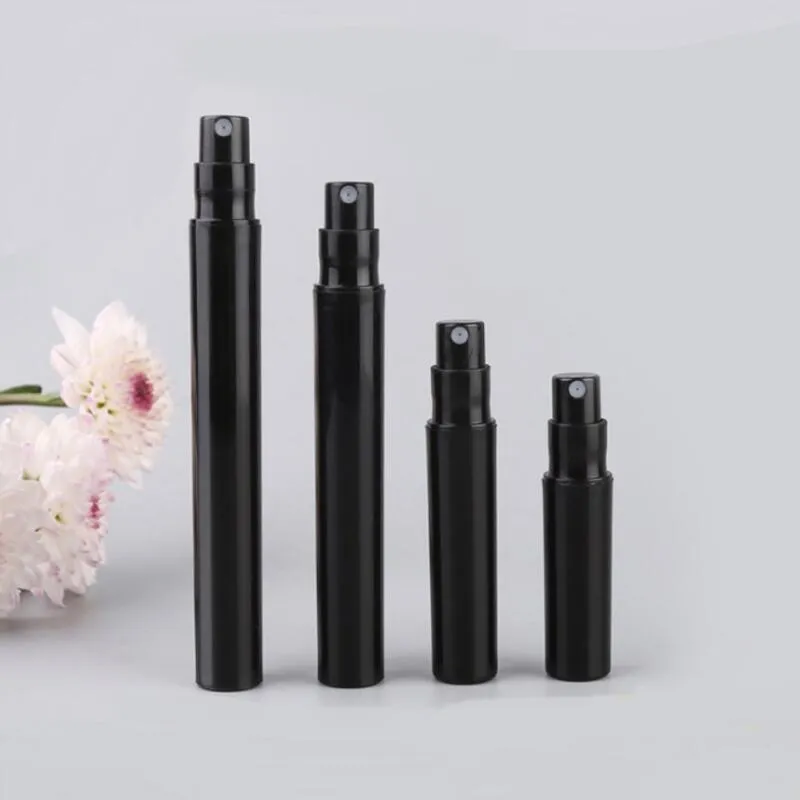 2ml 3ml 4ml 5ml flaconi per campioni di profumo in plastica nera con flacone spray per penna a spruzzo mini fiale di profumo LX3423