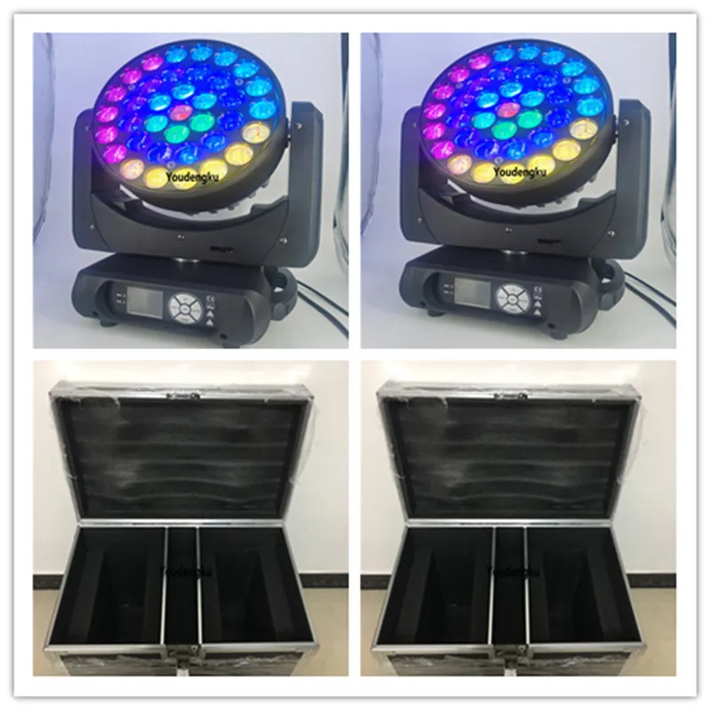 4pcs مع حالة ذبابة 37x15w LED Big Bee Eye 4 في 1 Moving Beam Beam Wash Lights RGBW Moving Head LED DJ Lighting