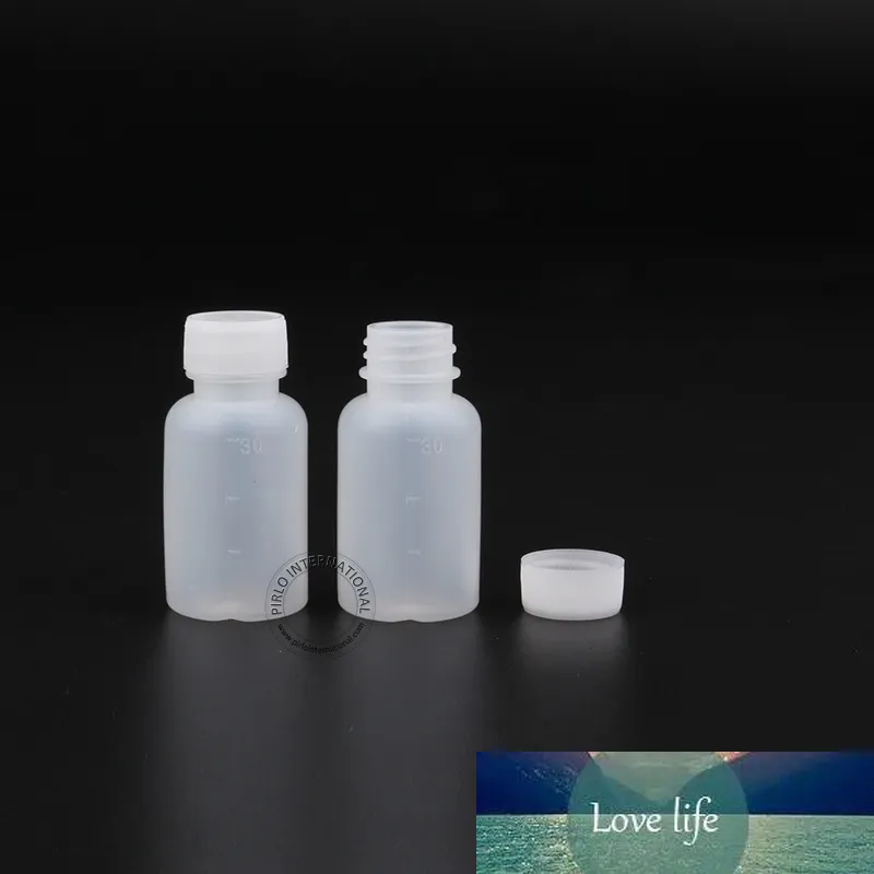 ¡¡Envío gratis!! Botella de plástico blanco al por mayor de 30 ml / 30cc para medicina líquida, contenedores 1oz PE con escala para el reactivo 50pcs / lote