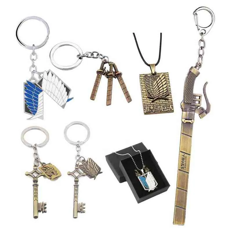 Keychains Key ring attack Titan, bronze metal pendant kyojin, chaveiro mens Mikasa Levi gift key Jewelry Bracelet