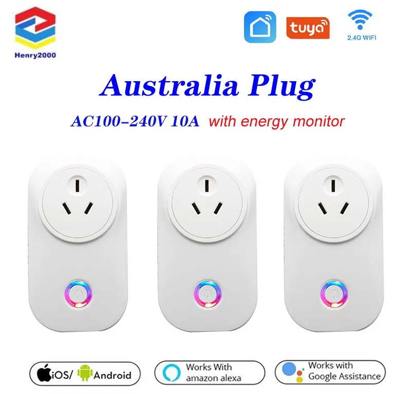 Oryginalny 10a Bezprzewodowy WiFi Smart Socket Power Austright Plug with Pilot zdalnego sterowania Meter Pilot Alexa Pilot App Pilot zdalnego sterowania przez IOS Android