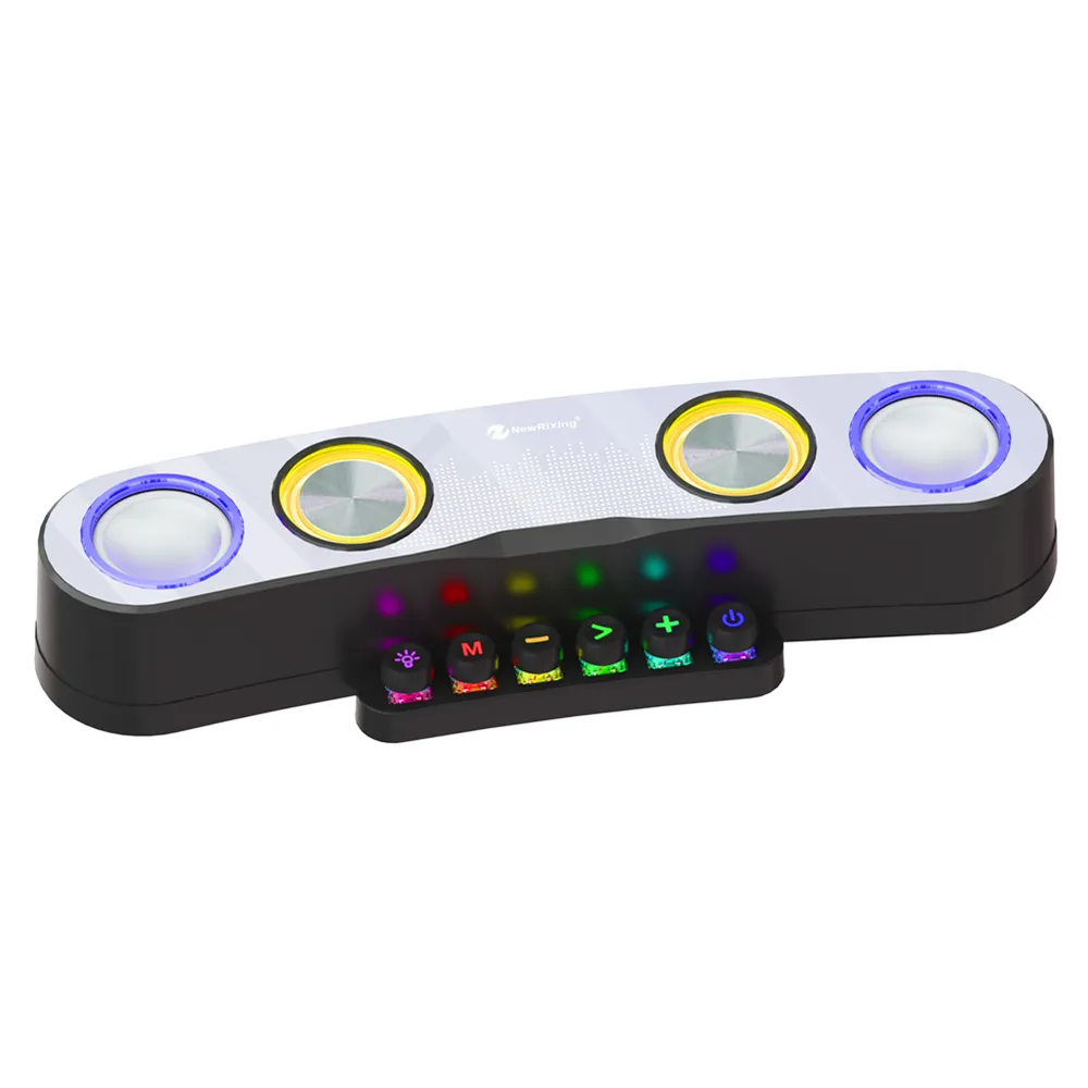 2023 Altoparlante Bluetooth 10W 4 unità Desktop gioco colorato con tastiera a pulsanti meccanici LED light computer subwoofer audio stereo 3D NR555